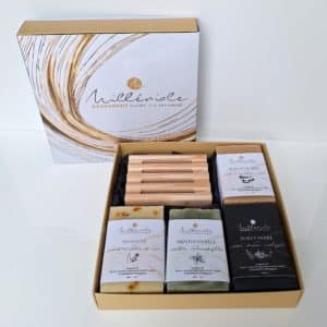 Coffret 4 savons + porte savon pin 1