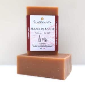 Shampoing solide bio Brique de Karité pour cheveux normaux à secs, avec bière, beurre de karité et argile rouge