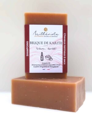 Shampoing cheveux normaux à secs brique de Karité, avec bière, beurre de karité et argile rouge